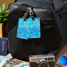 De Bubbelmachine: Blauwe Abstracte Kunst  Bagagelabel