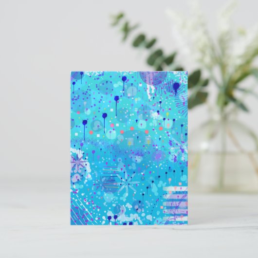 De Bubbelmachine: Blauwe Abstracte Kunst Briefkaart (Staand voorkant)