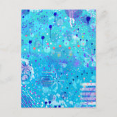 De Bubbelmachine: Blauwe Abstracte Kunst Briefkaart (Voorkant)
