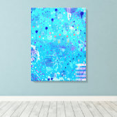 De Bubbelmachine: Blauwe Abstracte Kunst Canvas Afdruk (Insitu (Houten vloer))