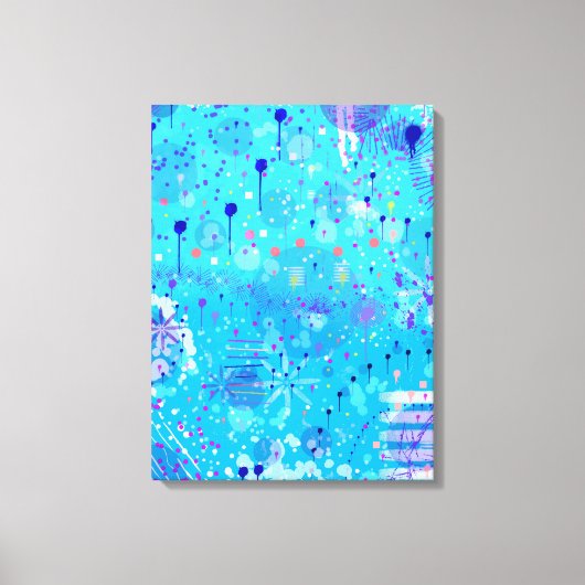 De Bubbelmachine: Blauwe Abstracte Kunst Canvas Afdruk (Voorkant)