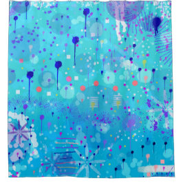 De Bubbelmachine: Blauwe Abstracte Kunst  Douchegordijn