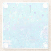 De Bubbelmachine: Blauwe Abstracte Kunst Glazen Onderzetter (Achterkant)