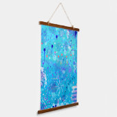 De Bubbelmachine: Blauwe Abstracte Kunst  Hangend Wandkleed (Gebogen)