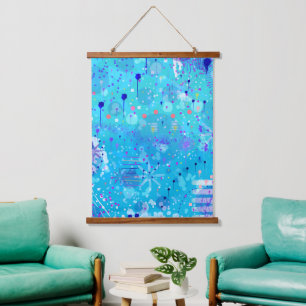 De Bubbelmachine: Blauwe Abstracte Kunst Hangend Wandkleed