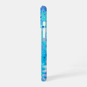 De Bubbelmachine: Blauwe Abstracte Kunst iPhone 16 Hoesje (Linkerkant)