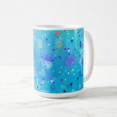 De Bubbelmachine: Blauwe Abstracte Kunst Koffiemok (Voorkant rechts)
