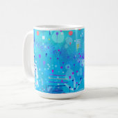 De Bubbelmachine: Blauwe Abstracte Kunst Koffiemok (Voorkant links)