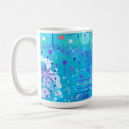 De Bubbelmachine: Blauwe Abstracte Kunst  Koffiemok