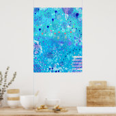 De Bubbelmachine: Blauwe Abstracte Kunst  Poster (Keuken)