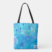 De Bubbelmachine: Blauwe Abstracte Kunst Tote Bag (Achterkant)