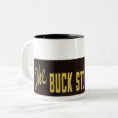 De Buck houdt hier op Tweekleurige Koffiemok (Voorkant links)