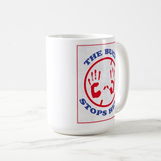 De buck stopt hier. koffiemok (Voorkant rechts)