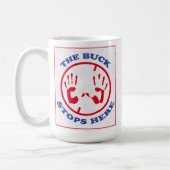 De buck stopt hier. koffiemok (Links)