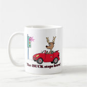 De buck stopt hier. koffiemok (Links)