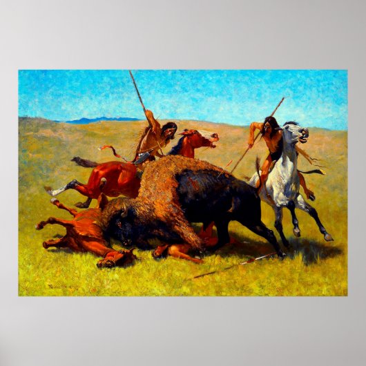 De Buffalo Hunt Frederic Remington 1890 Poster (Voorkant)