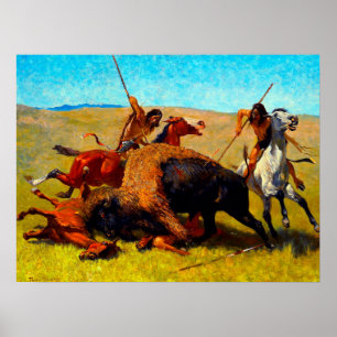 De Buffalo-jacht Frederic Remington 1890 Poster