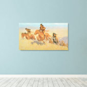 De Buffalo Runners, Big Horn Bassin van Remington Canvas Afdruk (Insitu (Houten vloer))