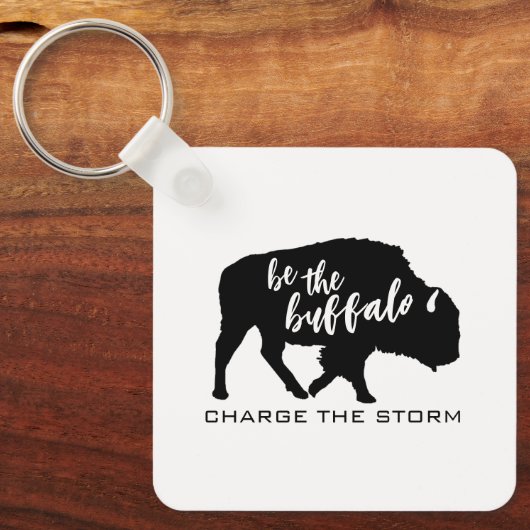 De Buffalo Silhouette Laad het Storm op Sleutelhanger (Voorkant)