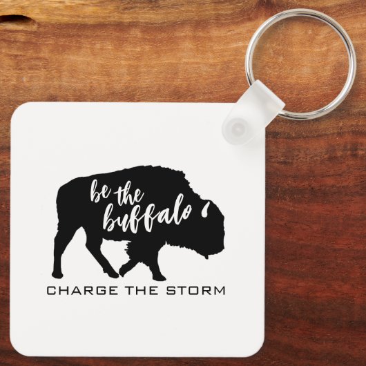 De Buffalo Silhouette Laad het Storm op Sleutelhanger (Achterkant)