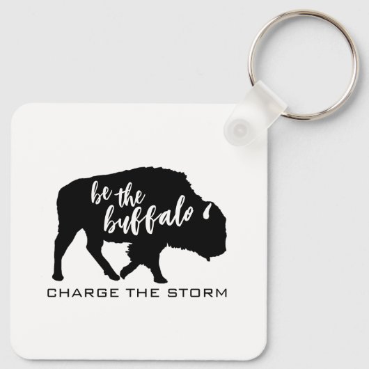 De Buffalo Silhouette Laad het Storm op Sleutelhanger (Achterkant)