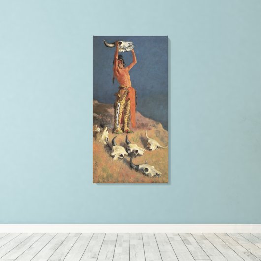De buffel teruggooien door Frederic Remington Canvas Afdruk (Insitu (Houten vloer))