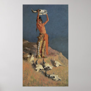 De buffel teruggooien door Frederic Remington Poster