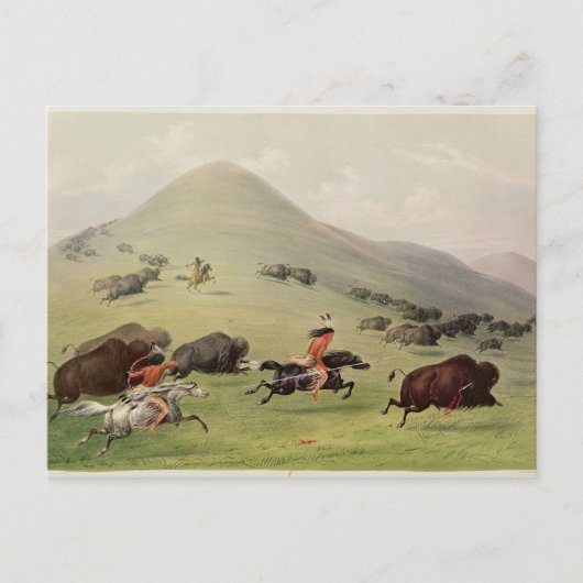 De buffeljacht, c.1832 briefkaart (Voorkant)