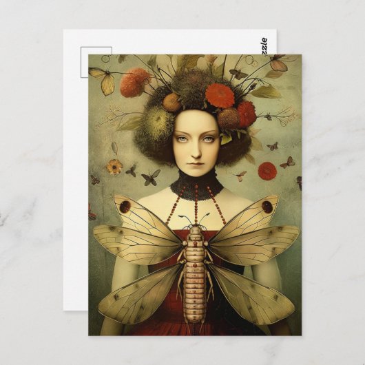 De Bug Lady Creepy Retro Briefkaart (Voorkant / Achterkant)