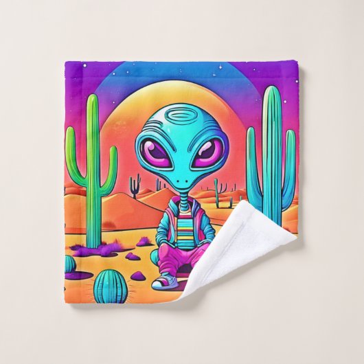 De buitenaardse kunst van Desert Chillin Bad Handdoek (Wasdoekje)