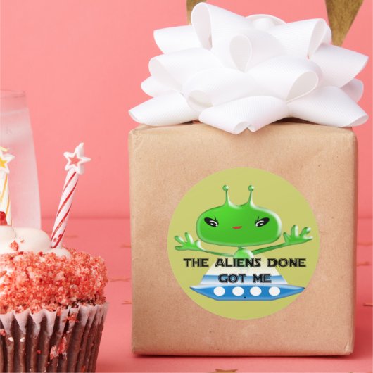 De buitenaardse wezens hebben me ronde sticker (Feest)