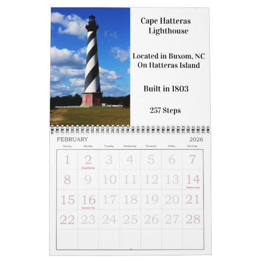 De buitenbanken in North Carolina Caledar Kalender (Feb 2026)