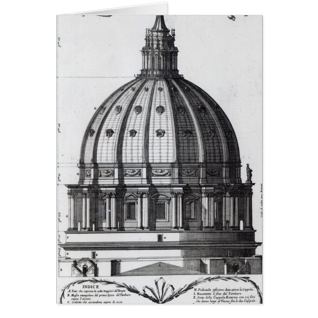 De buitenkant van de koepel van St. Peter's, Rome (Voorkant)