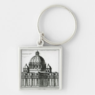 De buitenkant van de Sint-Peter Basilica in Rome Sleutelhanger
