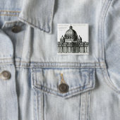 De buitenkant van de Sint-Peter Basilica in Rome Vierkante Button 5,1 Cm (In situ)