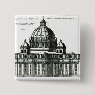 De buitenkant van de Sint-Peter Basilica in Rome Vierkante Button 5,1 Cm