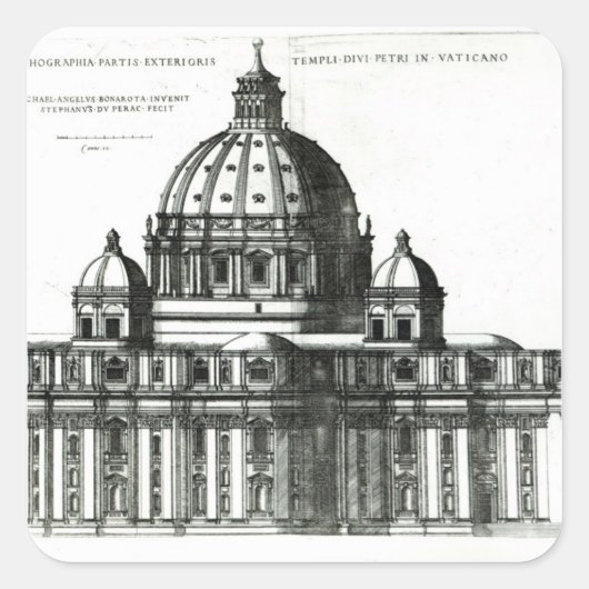 De buitenkant van de Sint-Peter Basilica in Rome Vierkante Sticker (Voorkant)