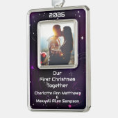 De buitenruimte van ons eerste kerstpaar verzilverd omlijst ornament (Links)