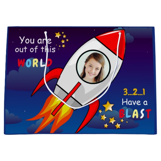 De buitenruimteschakelaar van de ruimtevaart is op groot cadeauzakje (Voorkant)