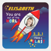 De buitenruimteschakelaar van de ruimtevaart is op vierkante sticker (Voorkant)