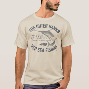 De buitenste banken Diepe Zee Vist OBX Blue Vintag T-shirt