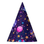 De buitenste sterrenstelsels met planeten, kometen feesthoedjes (Links)