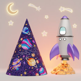 De buitenste sterrenstelsels met planeten, kometen feesthoedjes