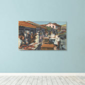 De buitenvismarkten op de visgronden canvas afdruk (Insitu (Houten vloer))