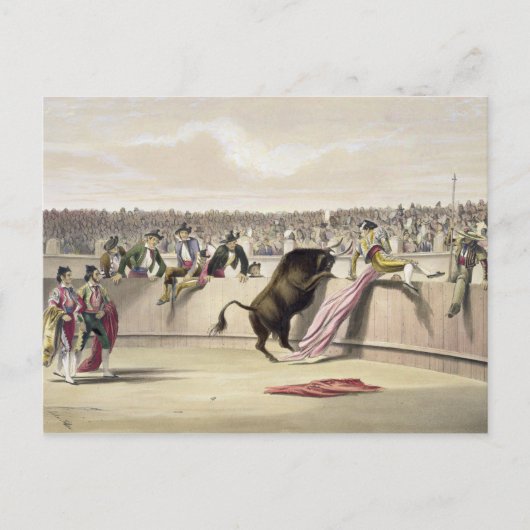 De bull Leaping the Barriers, 1865 (kleurenlitho) Briefkaart (Voorkant)