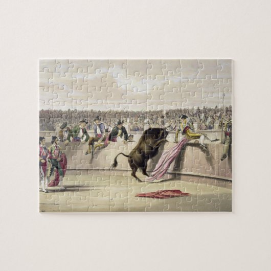 De bull Leaping the Barriers, 1865 (kleurenlitho) Legpuzzel (Horizontaal)