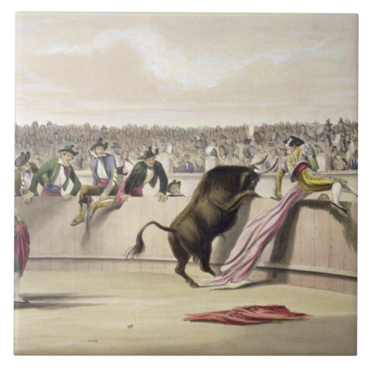 De bull Leaping the Barriers, 1865 (kleurenlitho) Tegeltje (Voorkant)