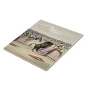 De bull Leaping the Barriers, 1865 (kleurenlitho) Tegeltje (Zijkant)