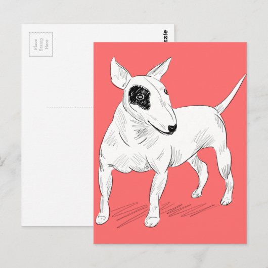 De bull Terrier Doodle van de terugkeer op de Acht Briefkaart (Voorkant / Achterkant)