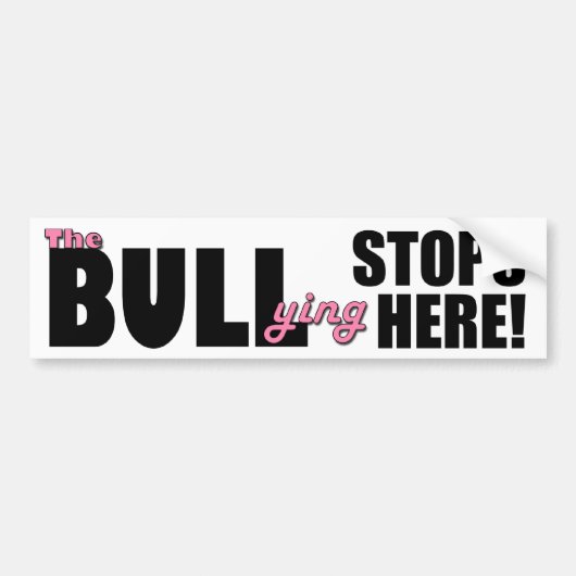 De bull-ying zet hier Roze Bumpersticker op (Voorkant)